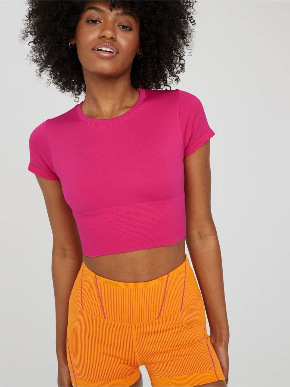 OFFLINE by Aerie Sidewalk Seamless Cropped Tee Pink Size Large Athleisure